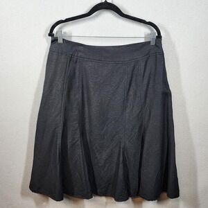 Coldwater Creek Skirt Womens Medium Blac Linen Blend Lined Flared Career Classic